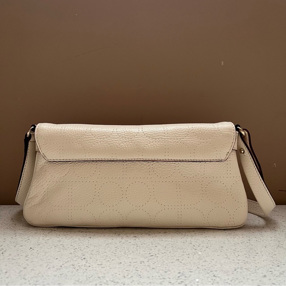 Kate Spade New York Leather Off White Cream Perforated Shoulder Bag Purse - Picture 7 of 16